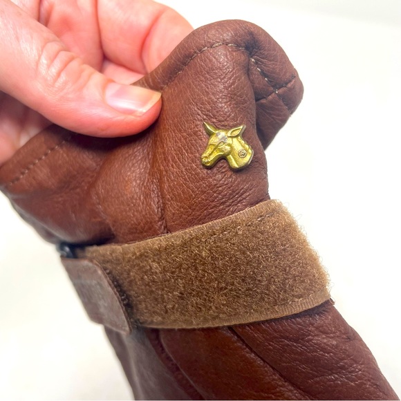 Wells Lamont Grips Riding Gloves Leather Pig Skin Velcro Wrist Brown Large - Picture 3 of 7
